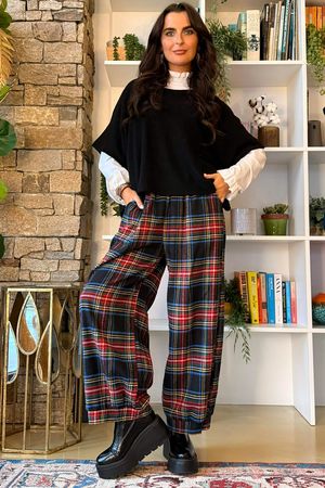 McAlister Tartan Brushed Cotton Demi Bloom Pant Black